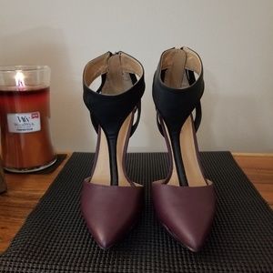 Justfab black and deep purple high heels